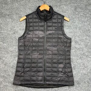 The North Face Vest Women Small Black Camo Thermoball Eco Zip Quilted Puffer